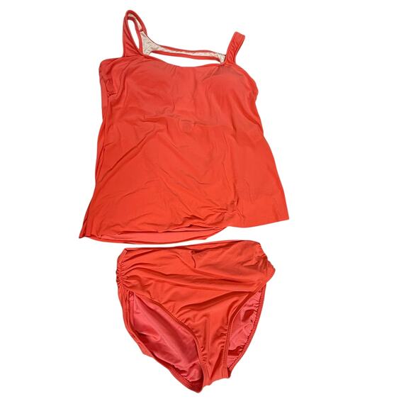 MAGICSUIT NWT Reese Cowl Back Tankini Top & Shirred Bikini Bottom Size 16 Orange - Picture 15 of 16